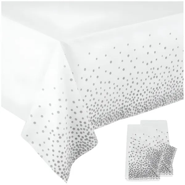 Party Decoration Silver Dot Printed Disposable Tableware-Table Sheet