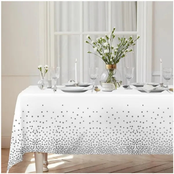 Party Decoration Silver Dot Printed Disposable Tableware-Table Sheet alternate