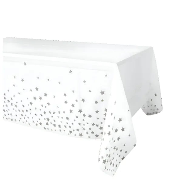 Party Decoration Silver Star Printed Disposable Tableware-Table Sheet