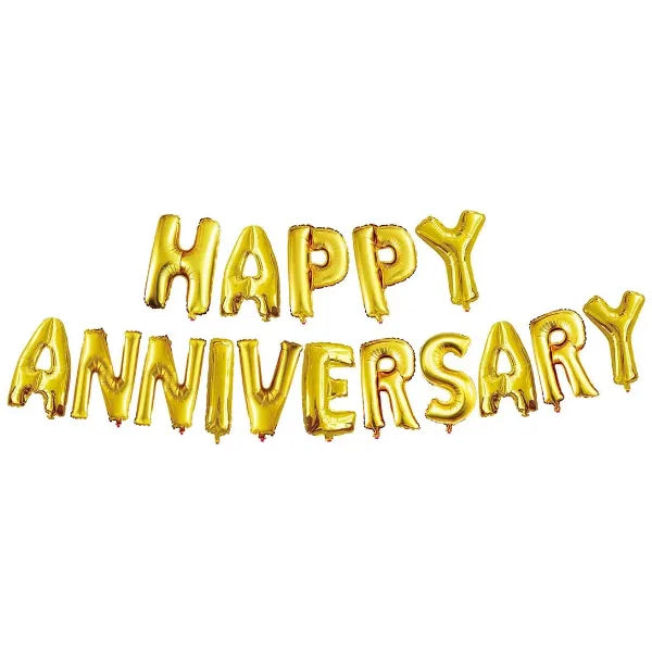 Anniversary Party Decorations Foil Balloon Banner-Gold