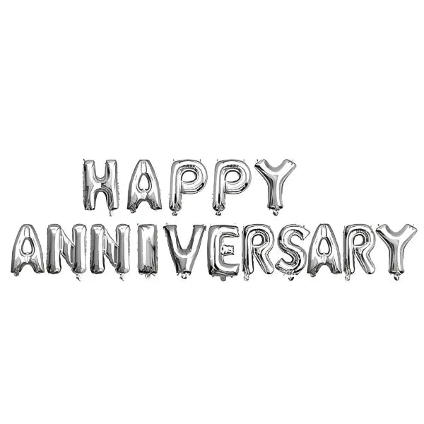 Anniversary Party Decorations Foil Balloon Banner-Silver