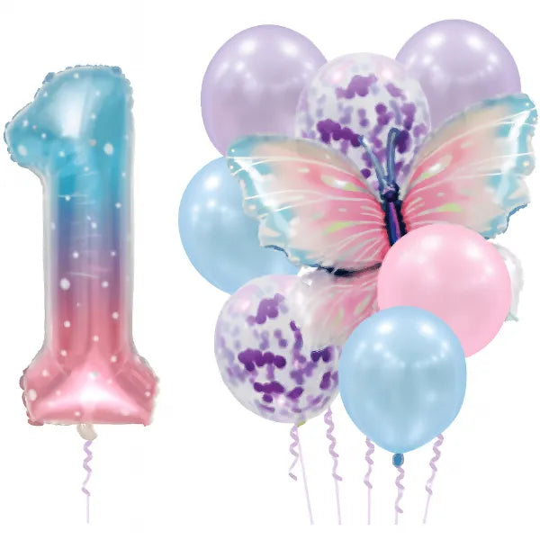 Deluxe Balloon Party Decoration Kit with Butterfly - Number 1