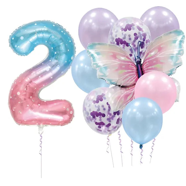 Deluxe Balloon Party Decoration Kit with Butterfly - Number 2
