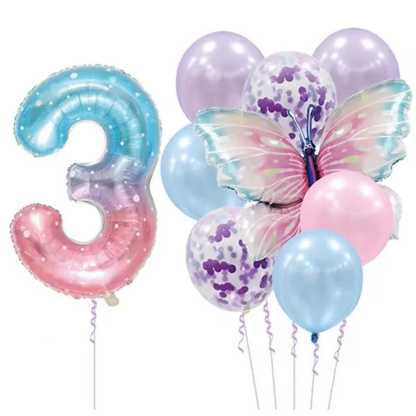 Deluxe Balloon Party Decoration Kit with Butterfly - Number 3