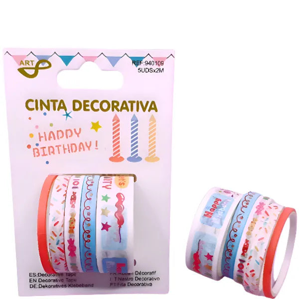 Happy Birthday Party Decoration Washi Tape Set OF 5 -Assorted