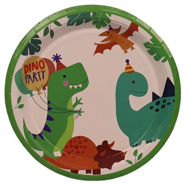 Dinosaur Themed Party Round Disposable Plates-Pack Of 6 Pieces- Large Size