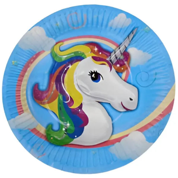 Unicorn Themed Party Round Disposable Plates-Pack Of 6 Pieces- Small Size