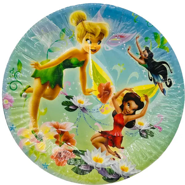 Disney Fairies Themed Party Round Disposable Plates-Pack Of 6 Pieces- Small Size