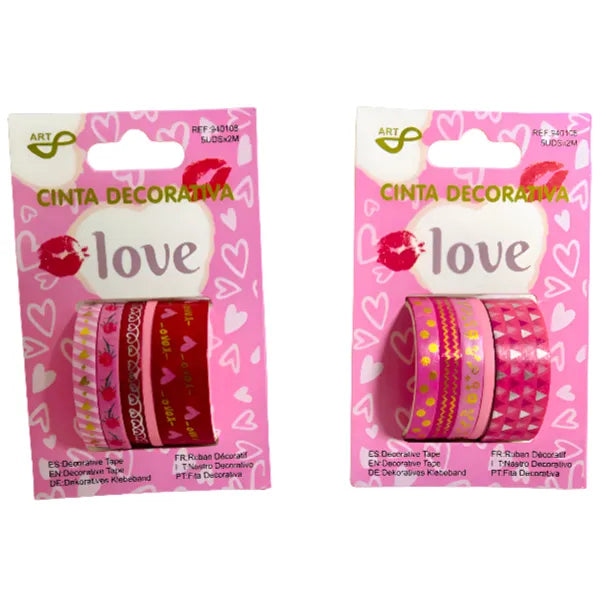 Cute Pink Design  Party Decoration Washi Tape Set Of 5 -Assorted