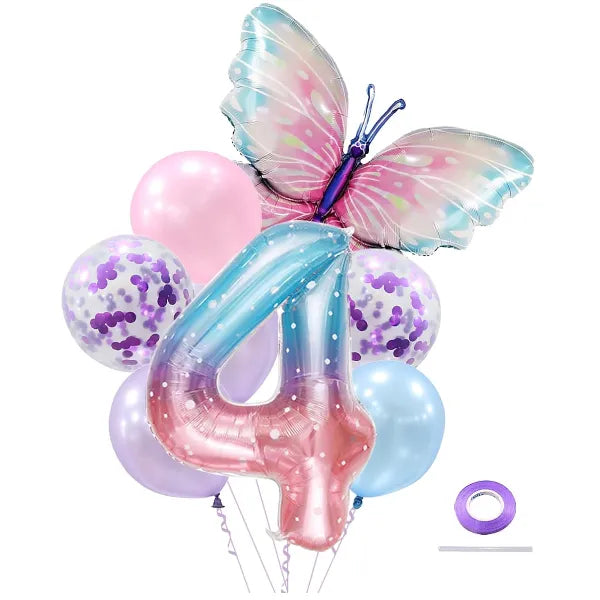 Deluxe Balloon Party Decoration Kit With Butterfly - Number 4
