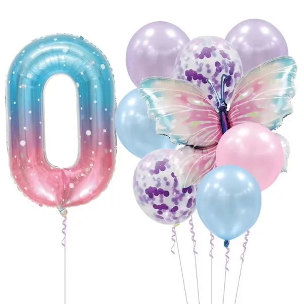 Deluxe Balloon Party Decoration Kit With Butterfly - Number 0