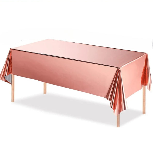 Shiny Rose Gold Party Table Cover – Aluminium Foil Premium Quality
