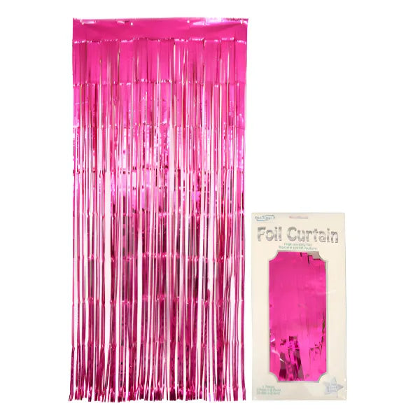 Party Decoration Background Foil Rain Curtain- Pink Color