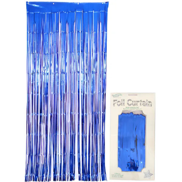 Party Decoration Background Foil Rain Curtain- Blue Color