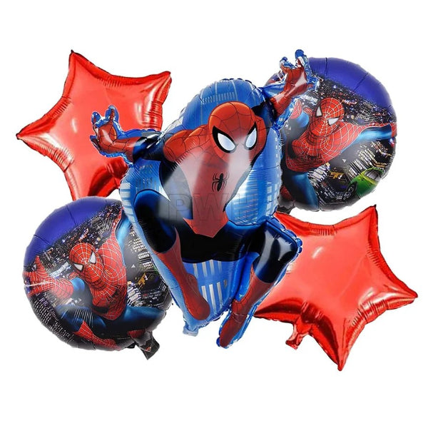Spider-Man Birthday Party Decoration Set – 5 Foil Balloons - (Uninflated)