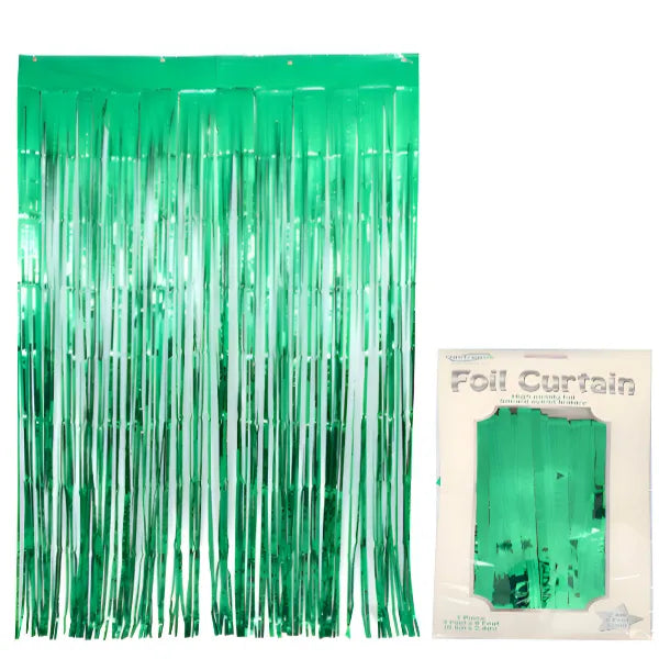 Party Decoration Background Foil Rain Curtain- Green Color