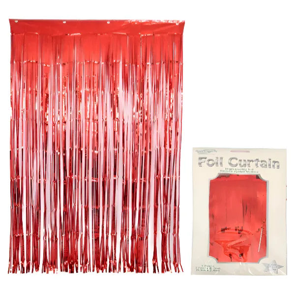 Party Decoration Background Foil Rain Curtain- Red Color