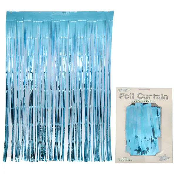 Party Decoration Background Foil Rain Curtain-Light Blue Color
