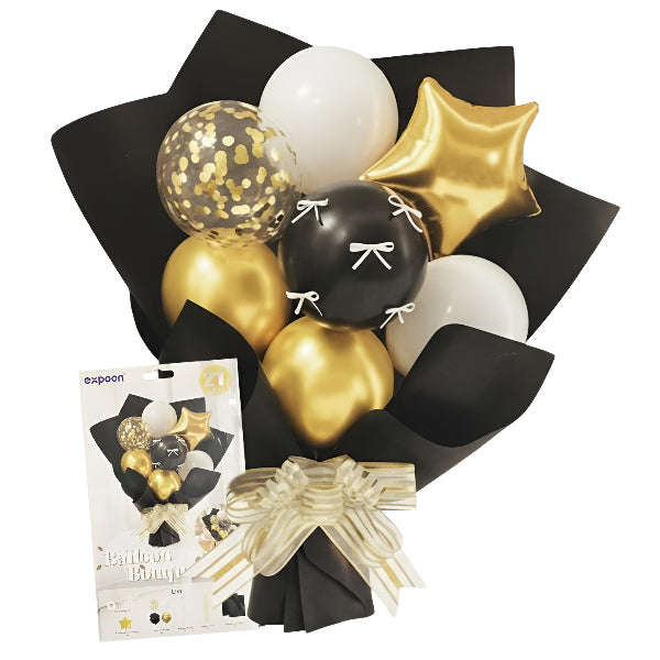 Black & Gold Happy Birthday Balloon Bloom Kit – 31 Pcs  (Uninflated)