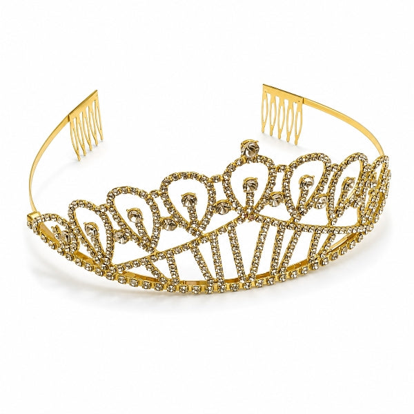 Gold Crystal Crown Headband For Birthday & Party