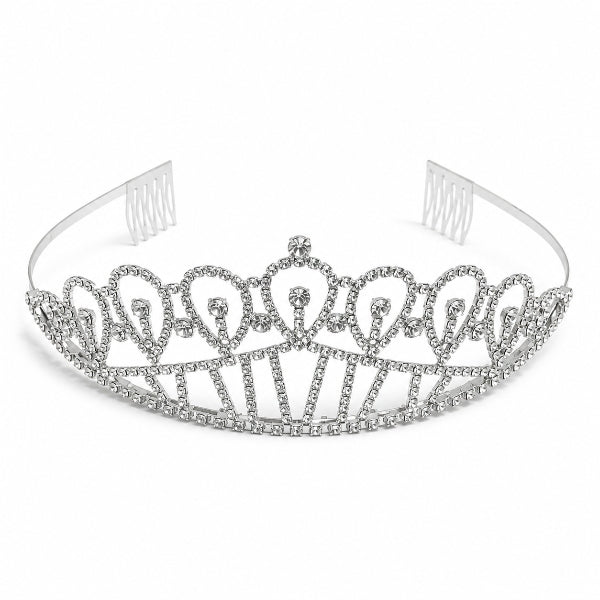 Silver Crystal Crown Headband For Birthday & Party