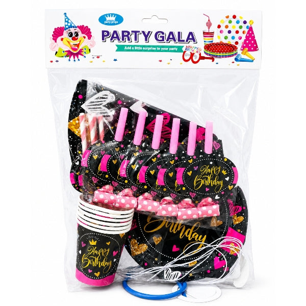 Black & Pink Birthday Party Set