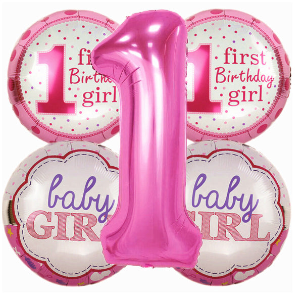 Party Propz 1St Birthday Baby Girl Balloon Set With Helium