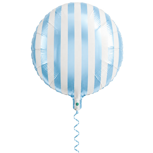 18-Inch Pastel Blue & White Striped Foil Balloon