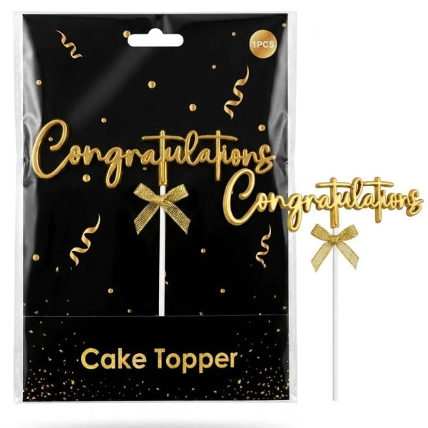 Congratulations Gold Cake Decoration Topper