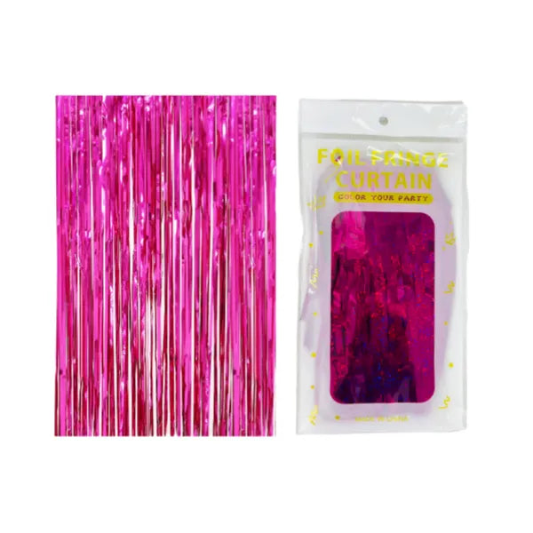 Party Decoration Background Foil Rain Curtain- Dark Pink