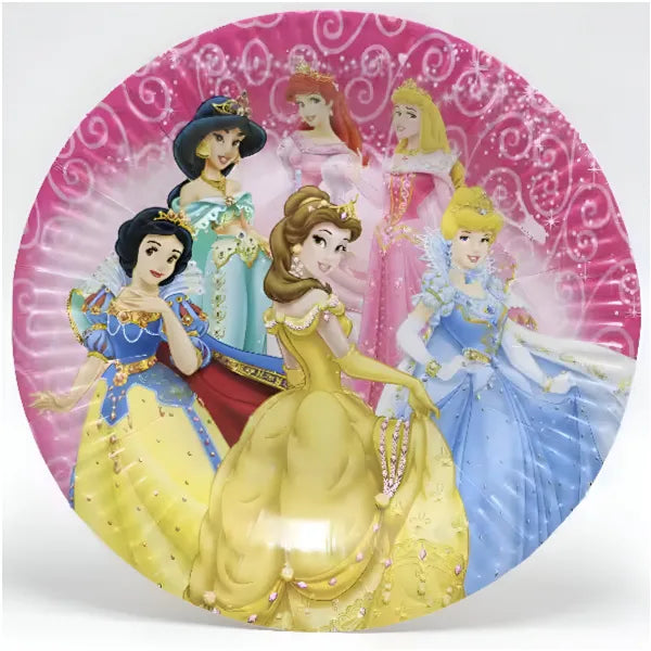 Disney Princess Printed Birthday Party Round Disposable Plates-Pack Of 6 Pieces-Small Size