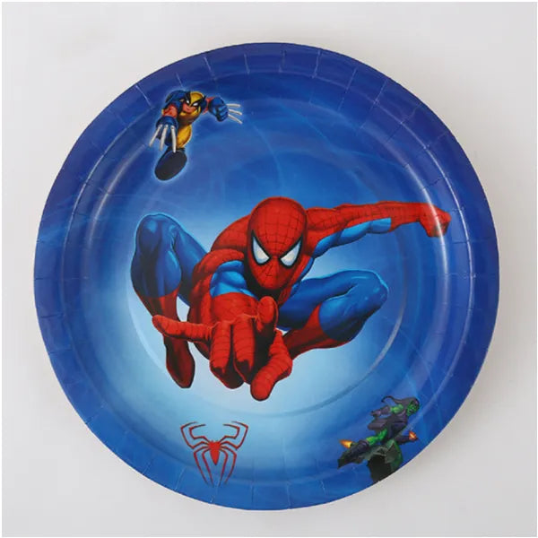 Spiderman Themed Birthday Party Round Disposable Plates-Pack Of 6 Pieces-Small Size
