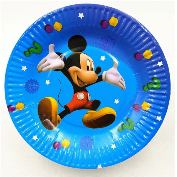 Mickey Mouse Themed Kids Birthday Party Round Disposable Plates-Pack Of 6 Pieces-Small Size