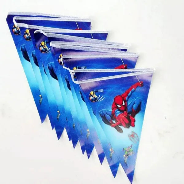 Spiderman Themed Kids Party Decoration Triangle Flag Banner