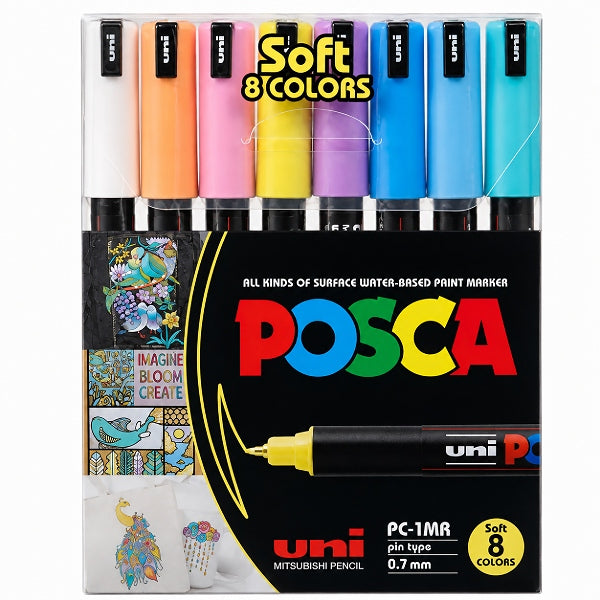 Uni Posca Fine Marker Acrylic Paint Set 8Pcs