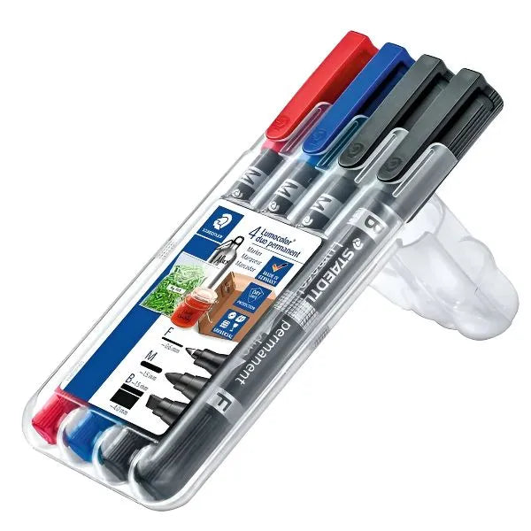 Staedtler Lumocolor Permanent Marker Duo Tip – 4 Colors