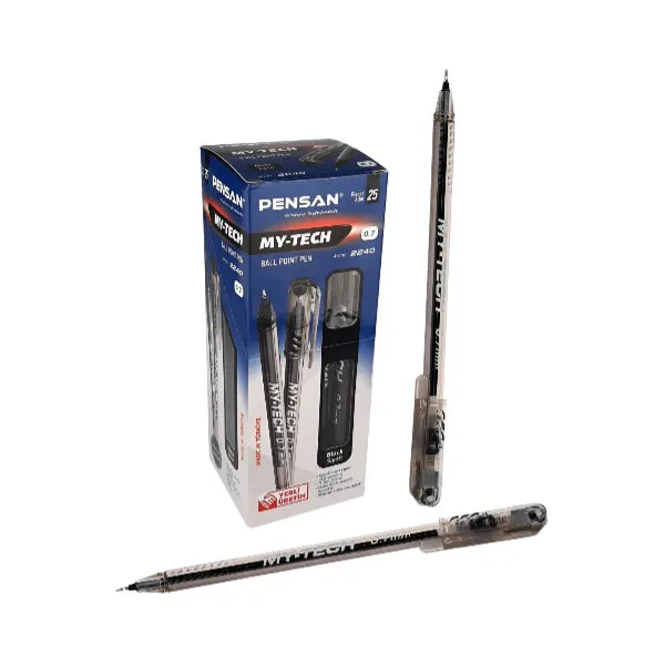 Pensan My-Tech Ballpoint Pen Set – Black, 0.7mm Set of 25 Pieces (PNGS100)