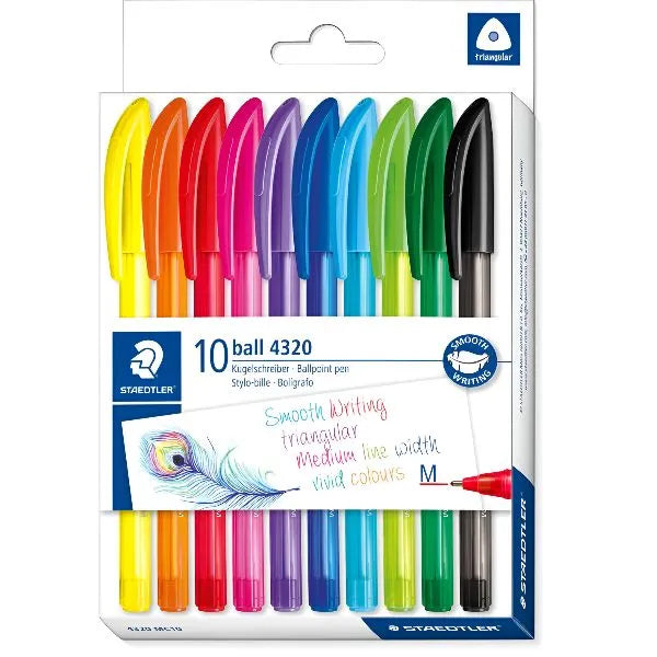 Staedtler Assorted Colours Ballpoint Pens (Pack Of 10)