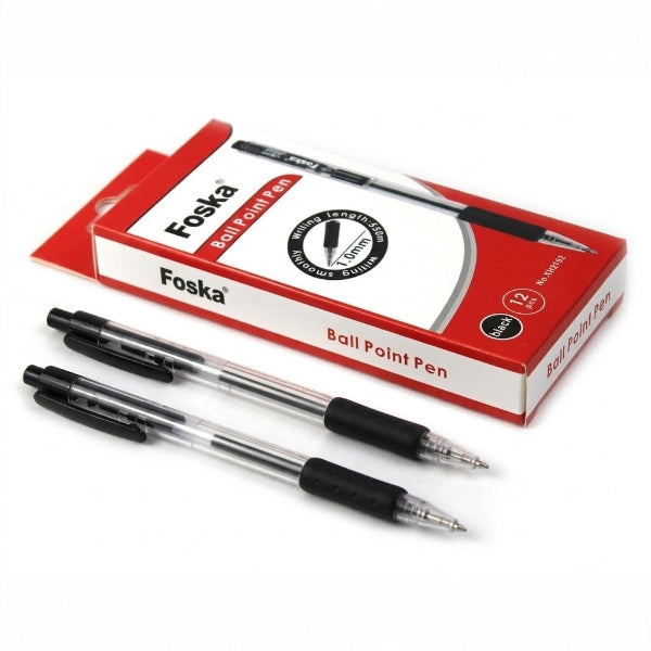 Foska Black Ball Point Pen – 1.0 Mm (Pack Of 12)