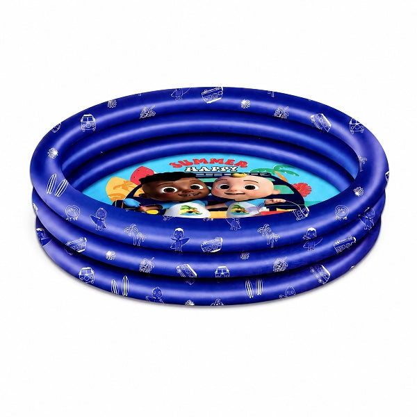 Moonbug Cocomelon 3 Ring Inflatable Pool For Kids - Blue Outdoor Summer Play Pool alternate