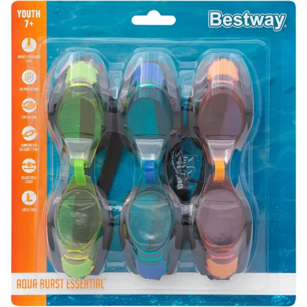 Bestway Aqua Burst Essential Swimming Goggles Pack Of 3
