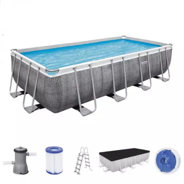 Bestway Power Steel Rectangular Frame Swimming Pool 4.88mx2.44mx1.22m
