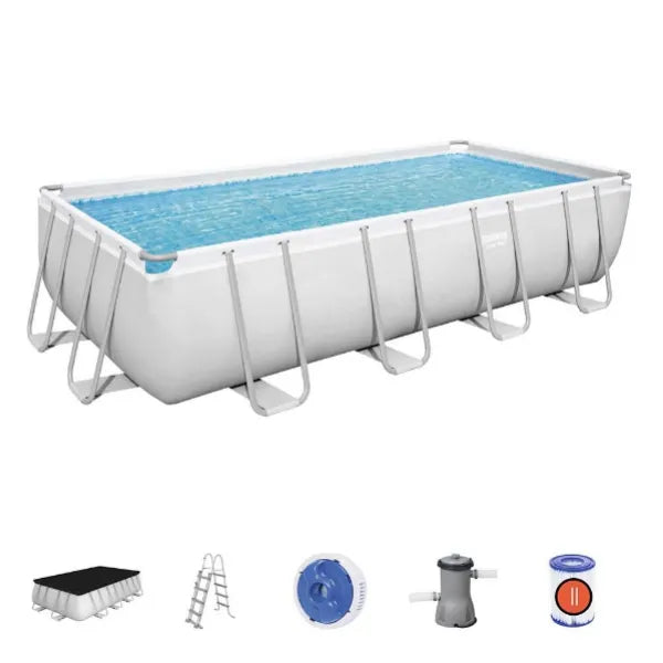 Bestway Power Steel Frame Rectangular Swimming Pool Set 4.88mx2.44mx1.22m