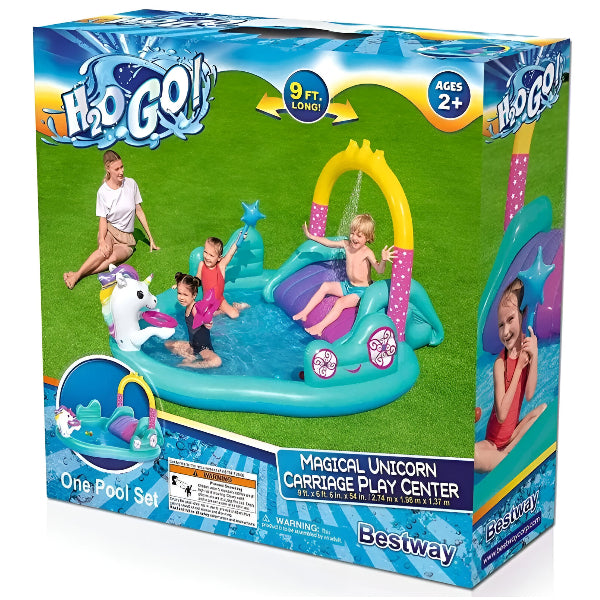 Bestway Inflatable Unicorn Play Center With Slide & Ball Toss Game