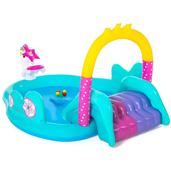 Bestway Inflatable Unicorn Play Center With Slide & Ball Toss Game alternate