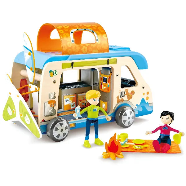 Hape Wooden Pretend Play Adventure Van with Camping Accessories (PSFS167)