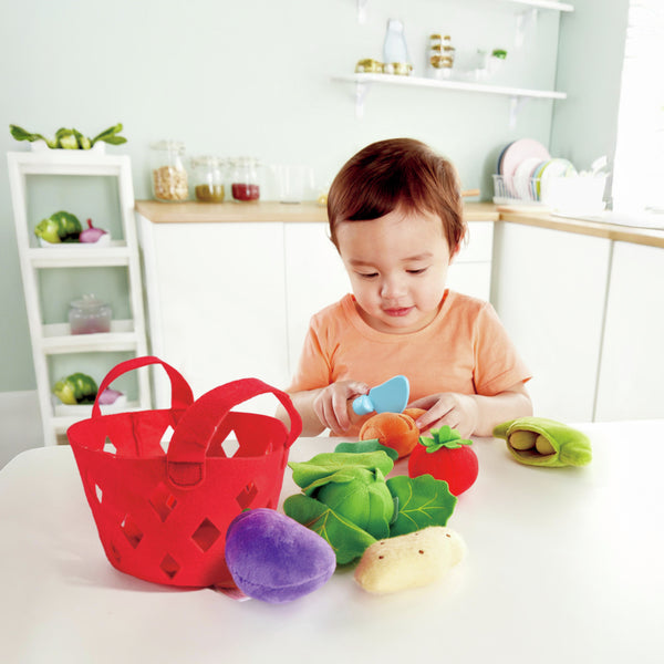 Hape Toddler Vegetable Basket Soft Toy Grocery Food Playset For Kids alternate