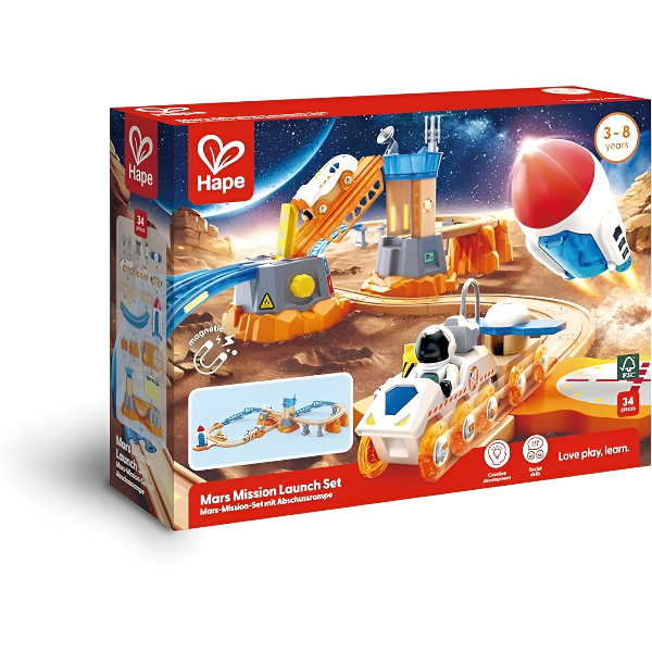 Hape Mars Mission Launch Set Railway Train Space Adventure Toy Age 3–8 Years alternate
