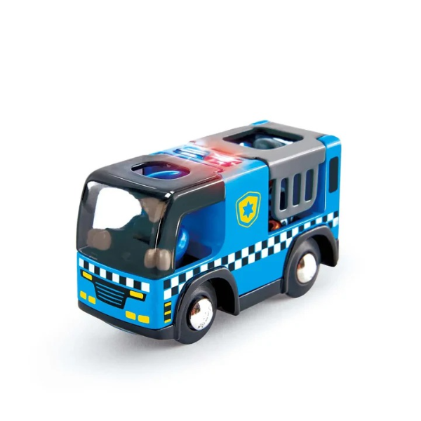 Hape Police Car With Siren, Wooden Police Vehicle Playset, Age 3+ alternate
