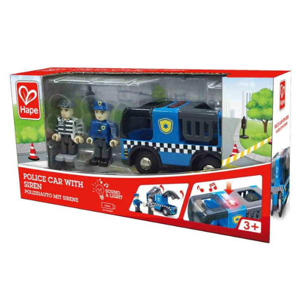 Hape Police Car With Siren, Wooden Police Vehicle Playset, Age 3+